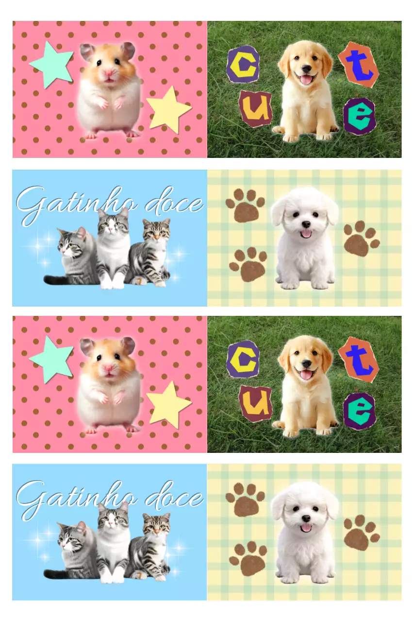 Adesivos fofos de animais rosa