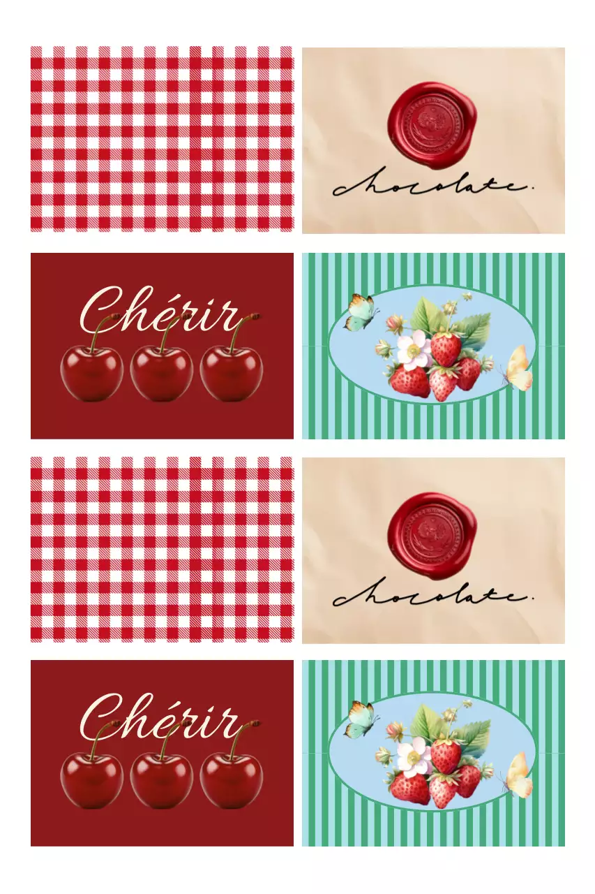Autocollants de fruits rouges vintage