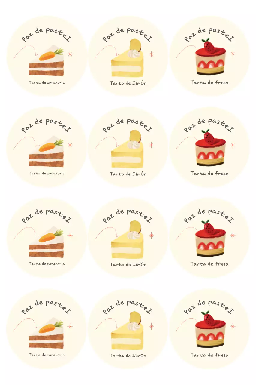 Pegatina de postre lindo color marfil