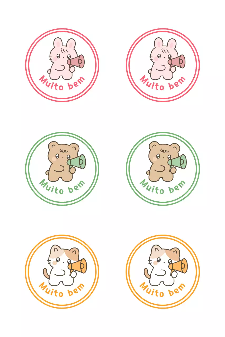 Adesivos fofos de animais rosa