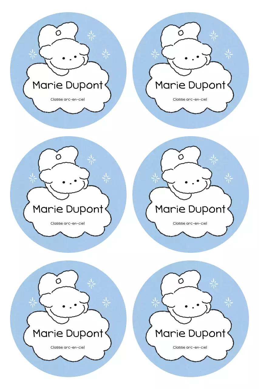 Autocollants mignons bleu ciel