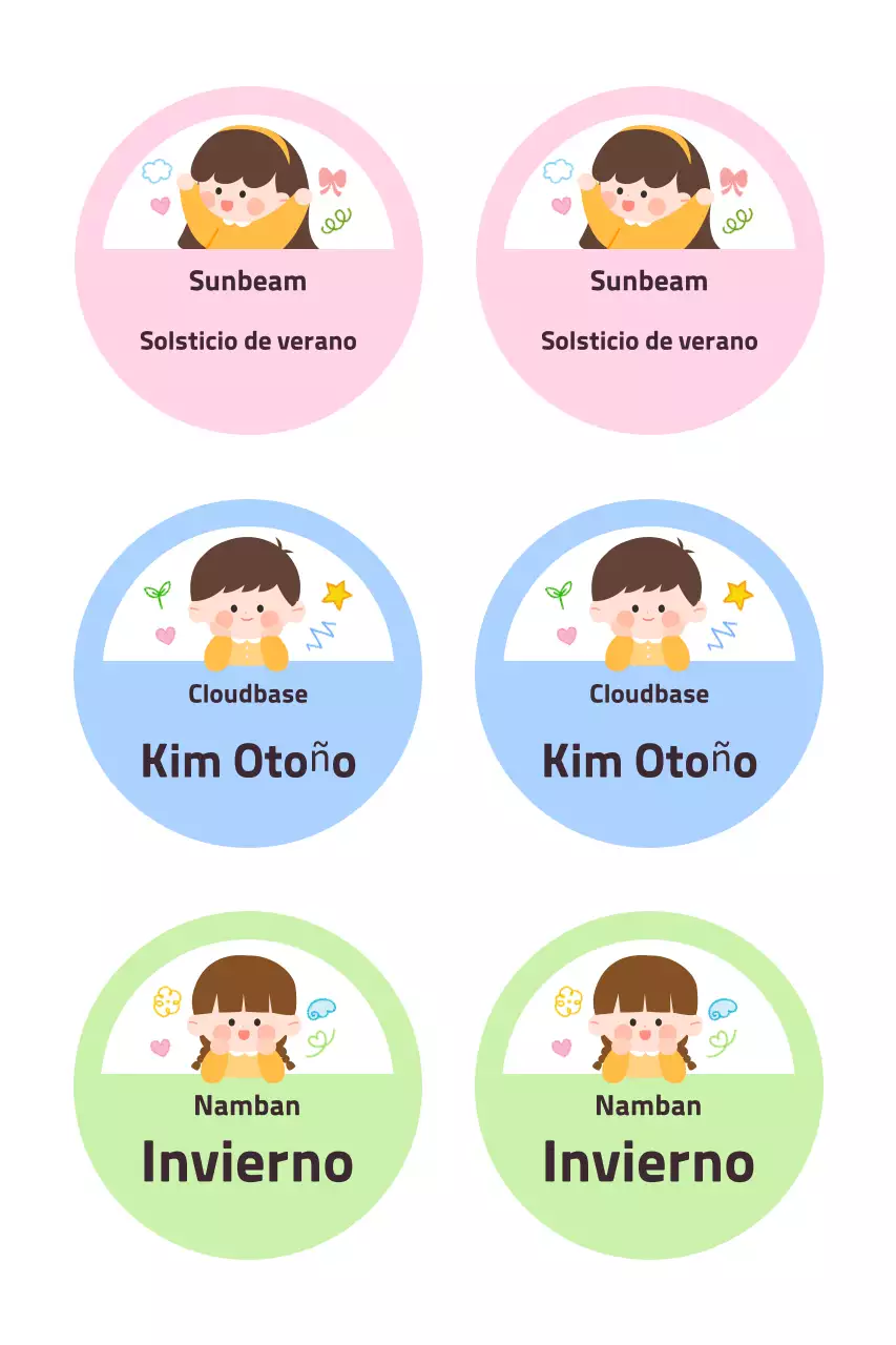 Pegatinas de personajes lindos de color rosa