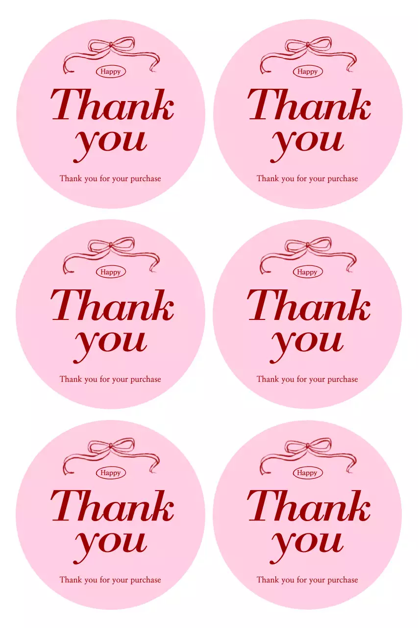 Nhãn dán cảm ơn đơn giản màu hồng