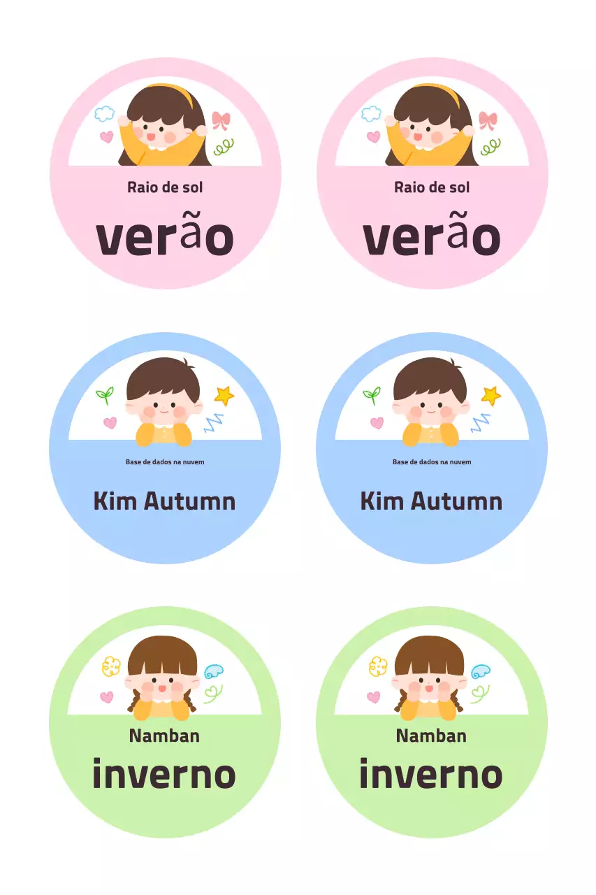 Adesivos de personagens fofos rosa