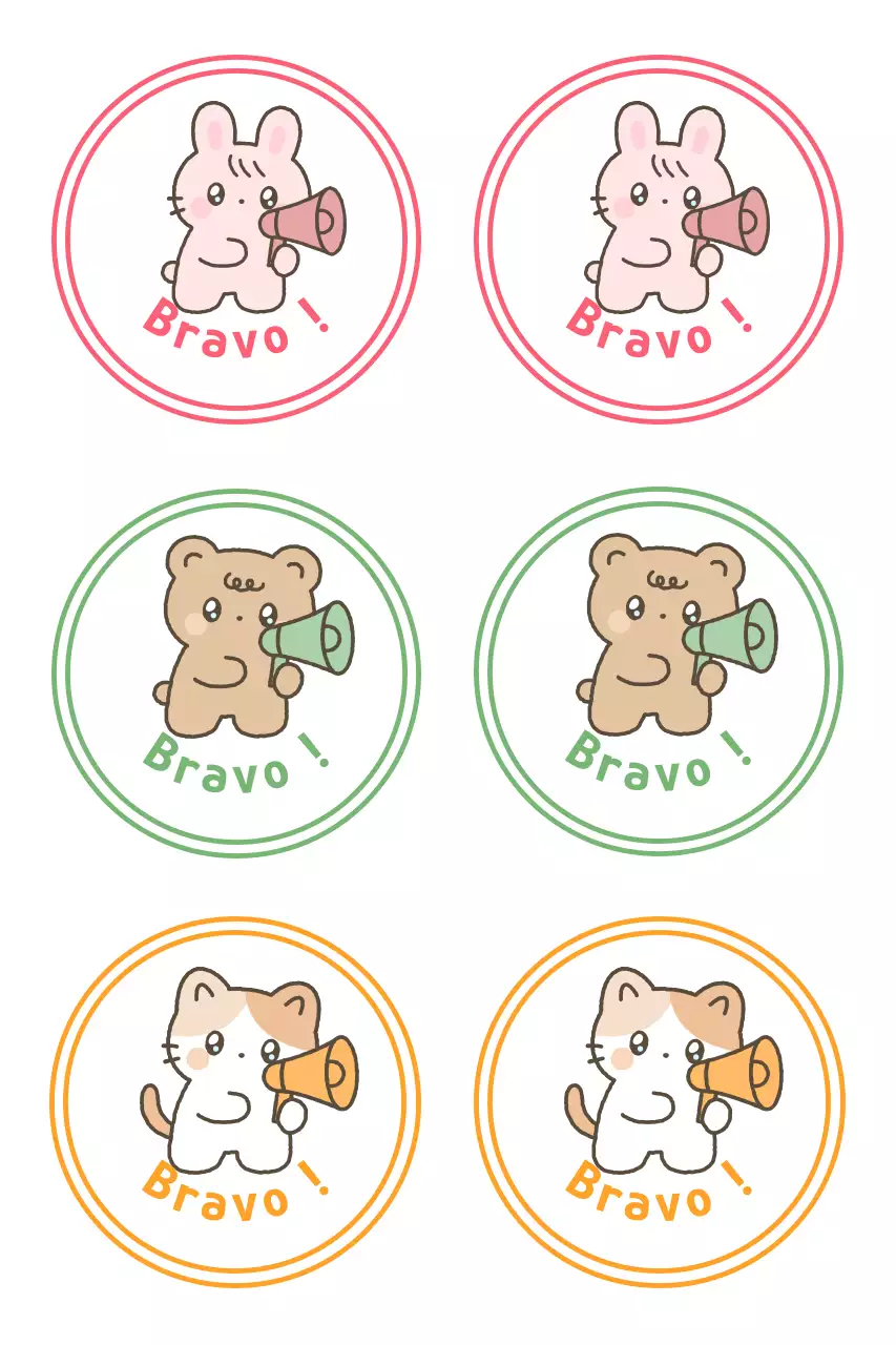 Autocollants d'animaux mignons roses