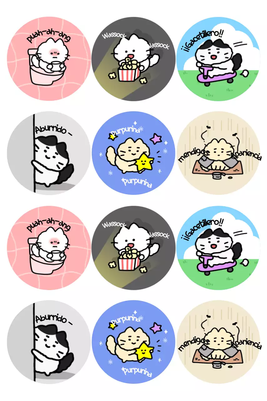 Pegatinas de dibujos animados moradas y lindas