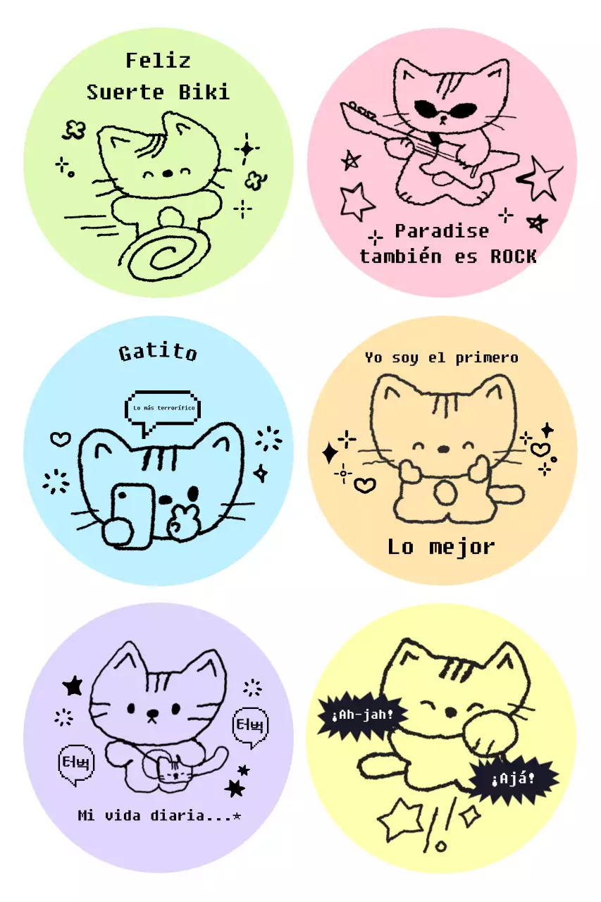 Pegatina de gato verde lindo