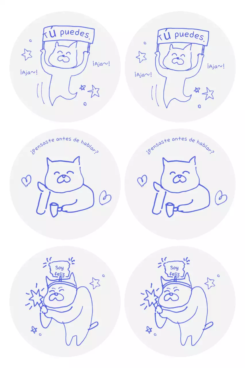 Pegatinas azules de dibujos animados