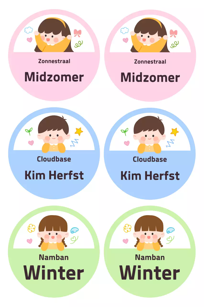 Paarse en schattige kinderstickers