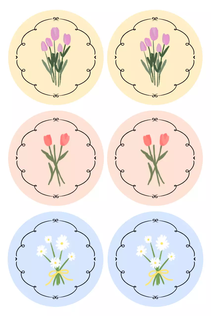 Adesivos de flores roxas fofas