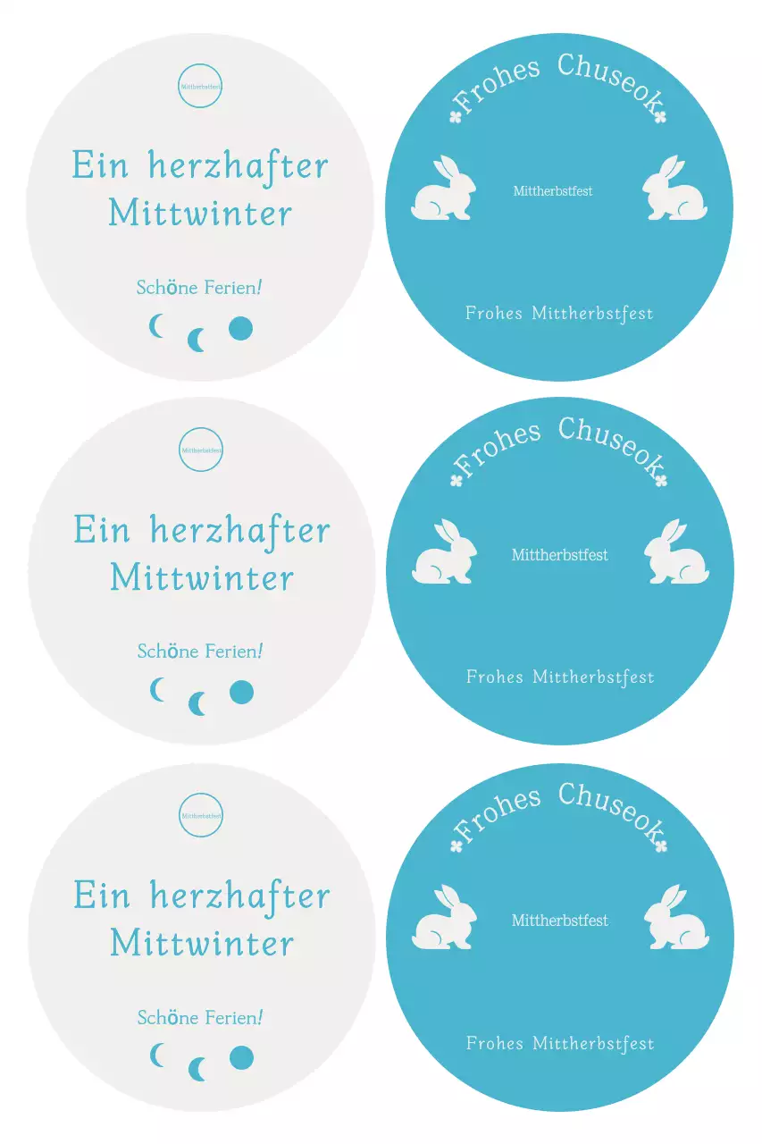 Himmelblaue einfache Chuseok-Postkarte