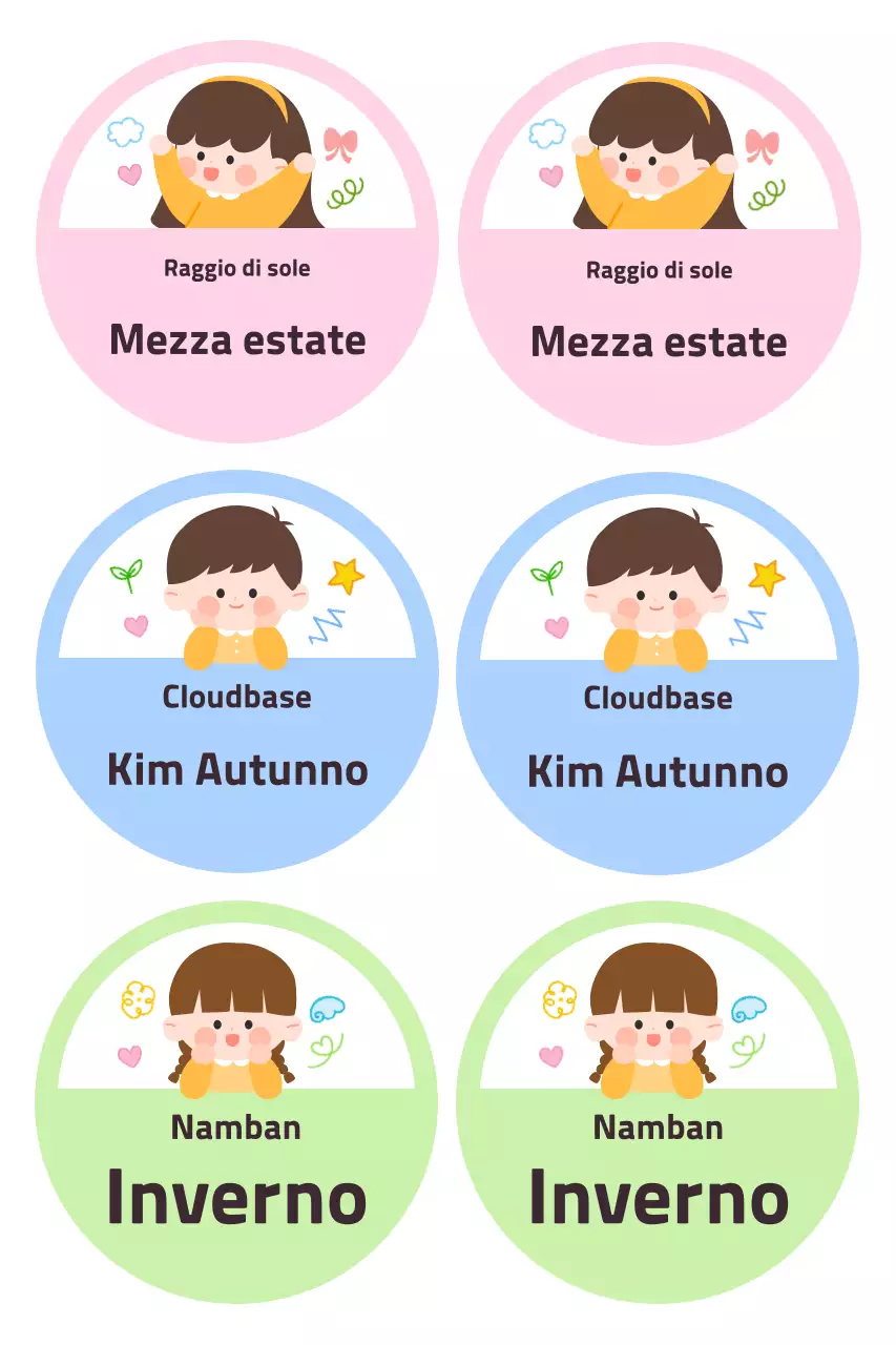 Adesivi per bambini viola e carini