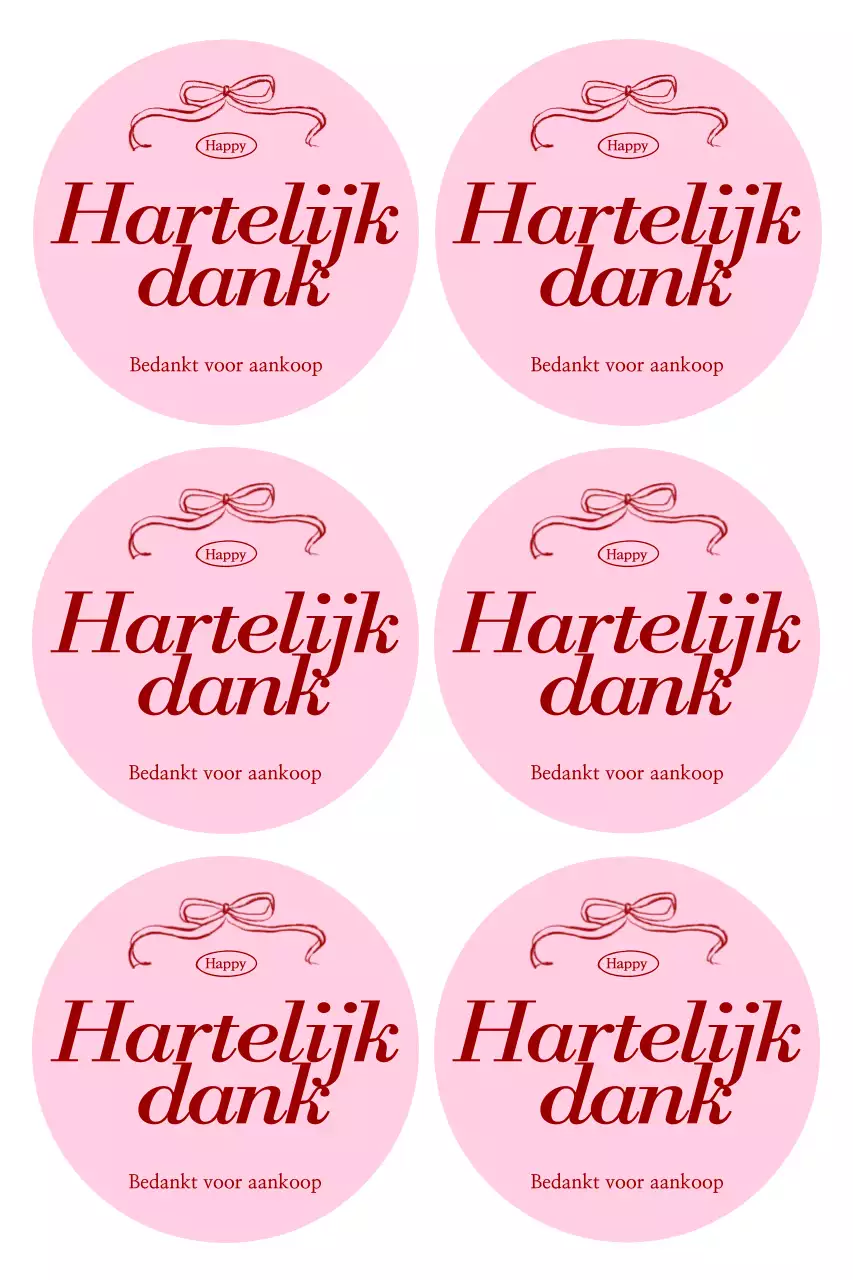 Roze eenvoudige bedanksticker