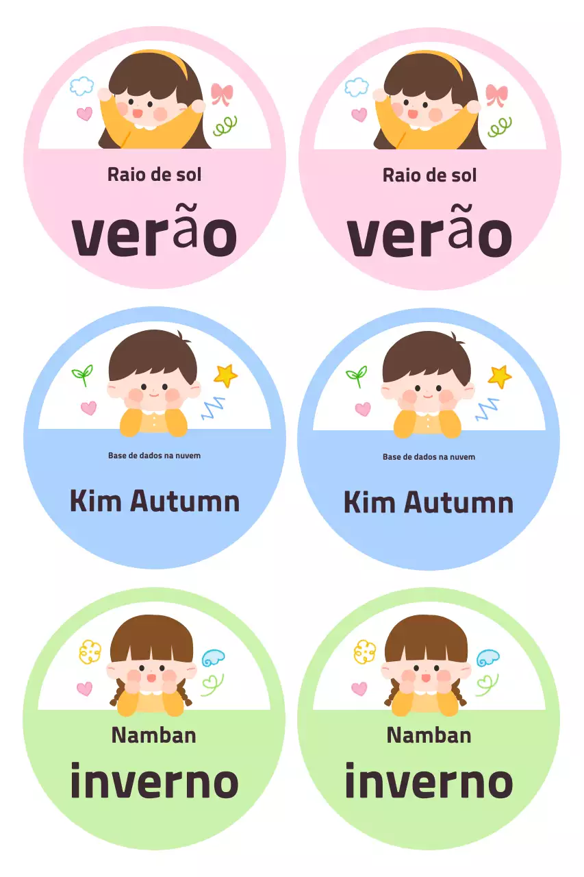 Adesivos infantis roxos e fofos