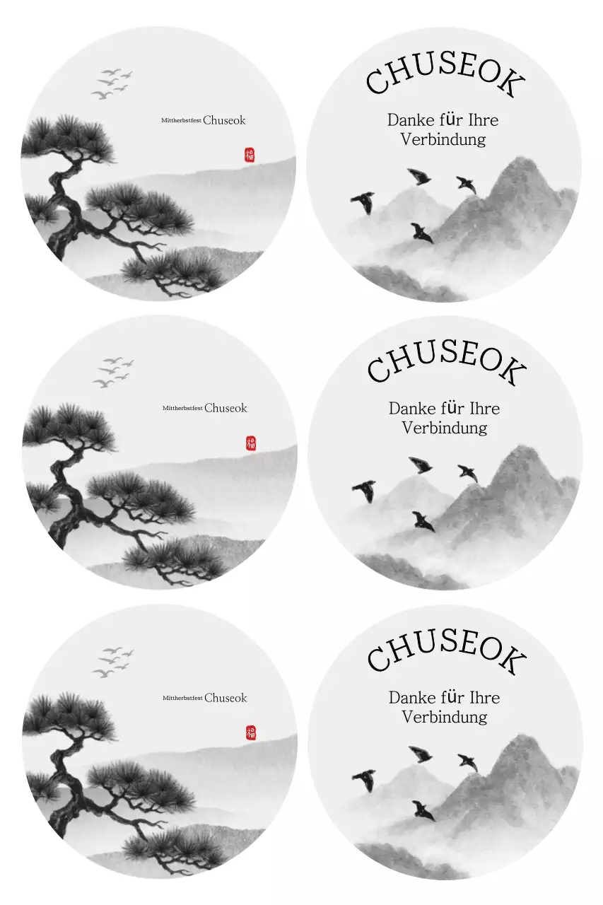 Schwarz-weiße traditionelle Chuseok-Postkarte