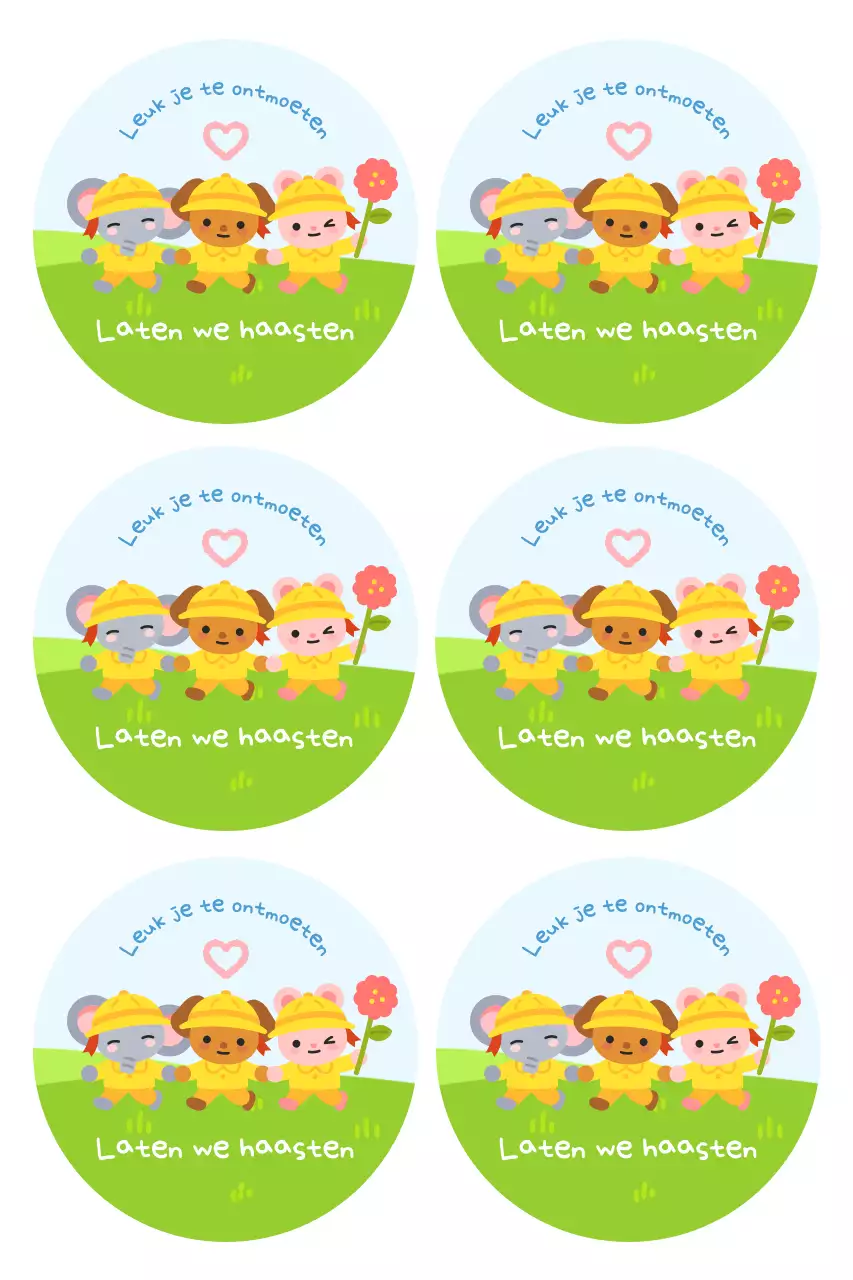 Groene schattige dierenstickers