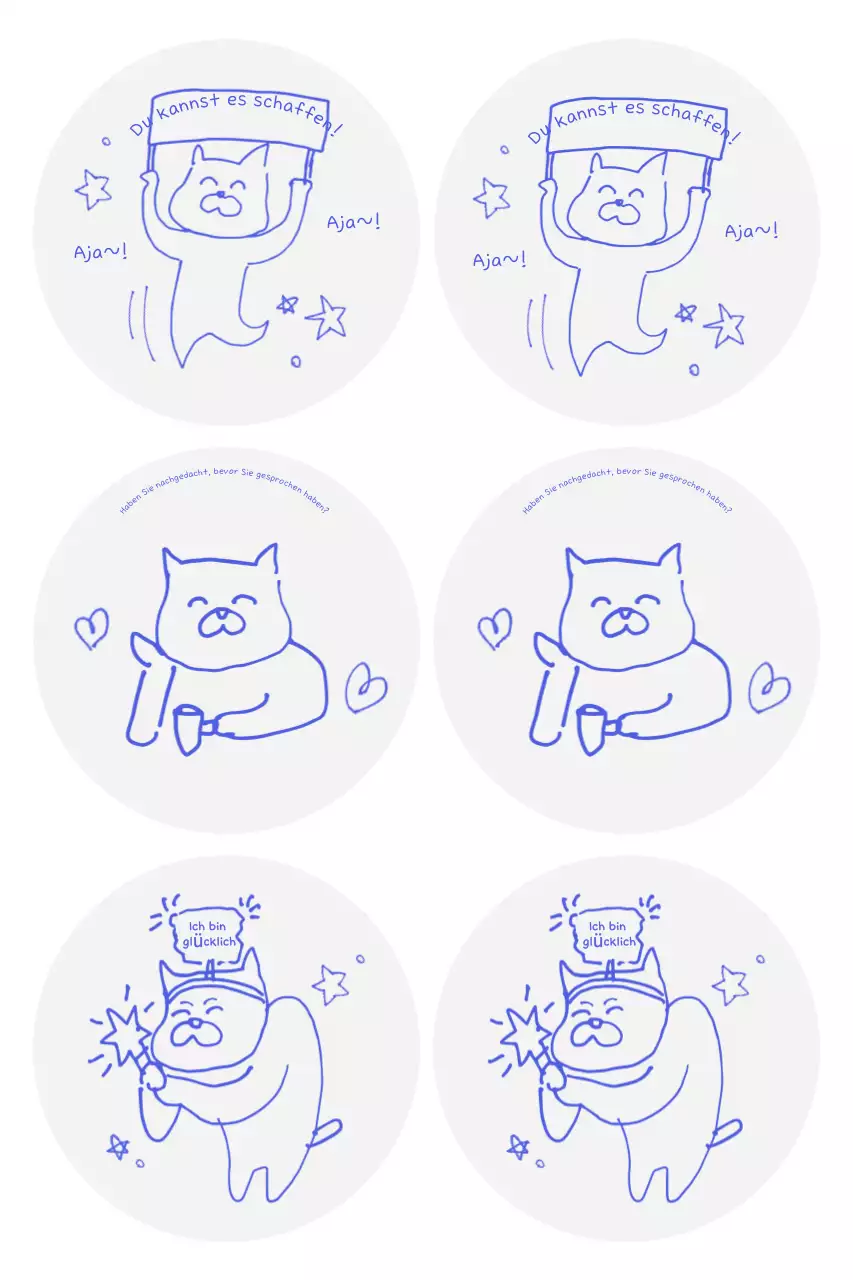 Blaue süße Cartoon-Aufkleber