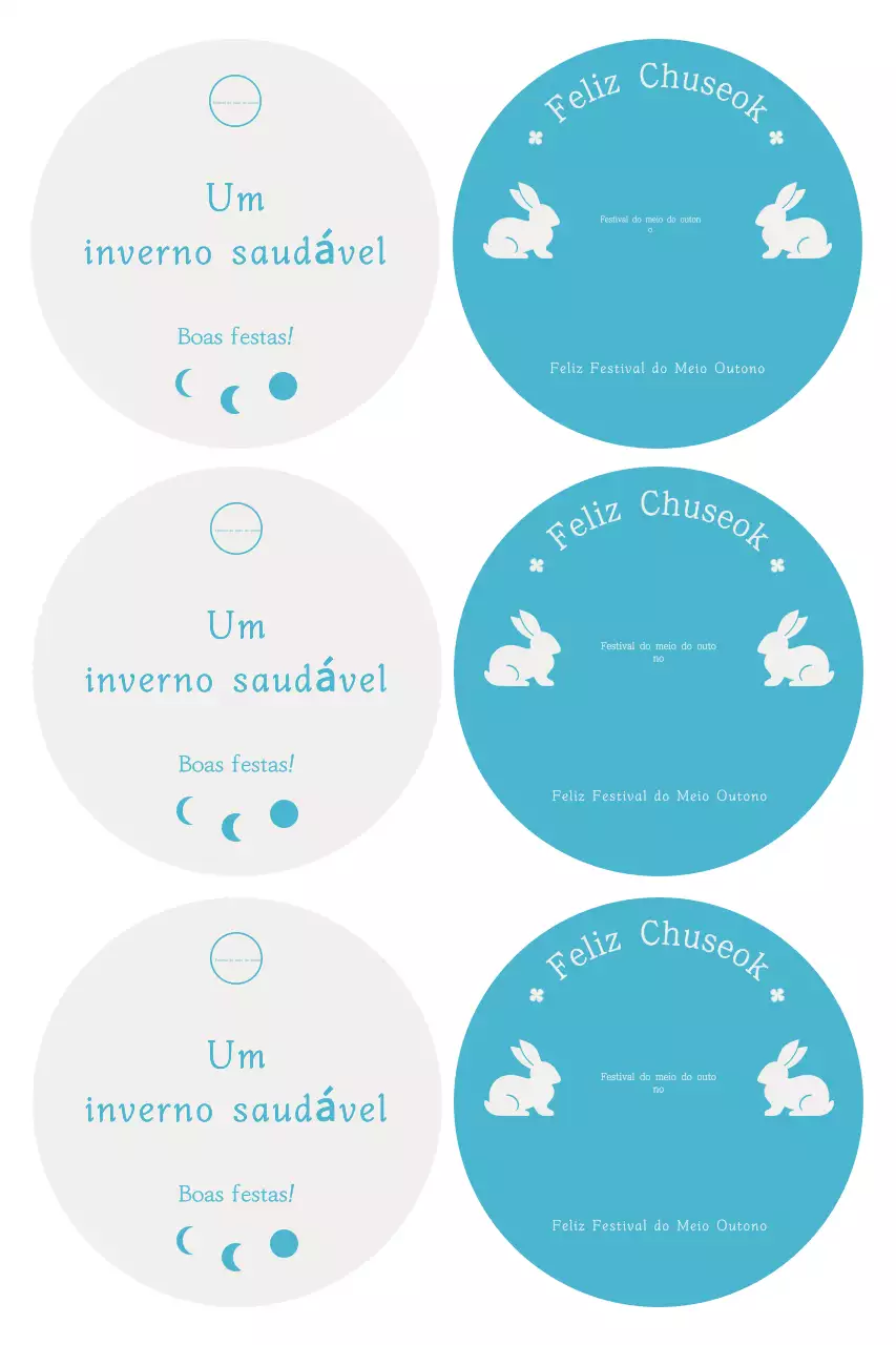 Cartão postal Chuseok simples azul-celeste