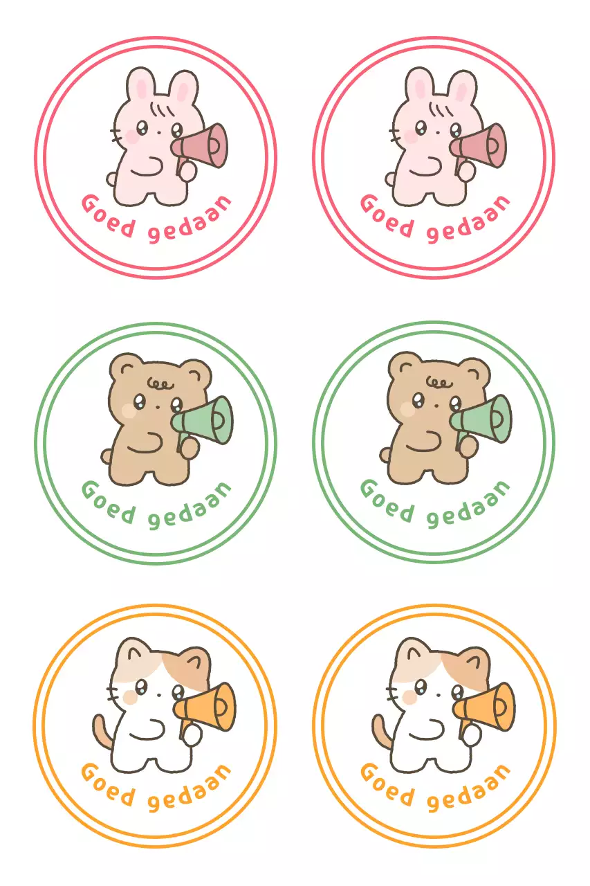 Roze schattige dierenstickers