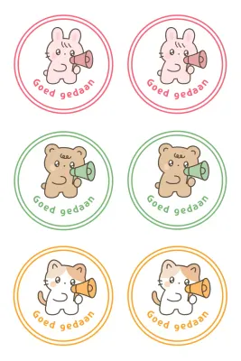 Roze schattige dierenstickers