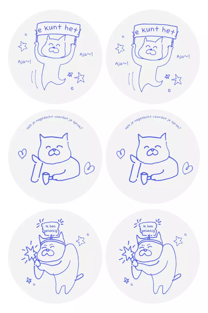 Blauwe schattige cartoonstickers