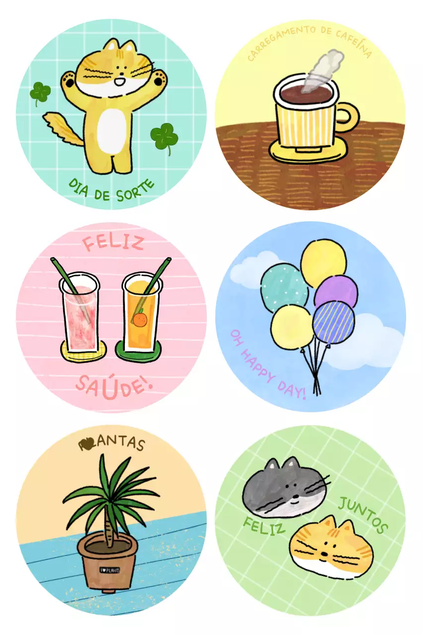 Produtos adesivos fofos azuis