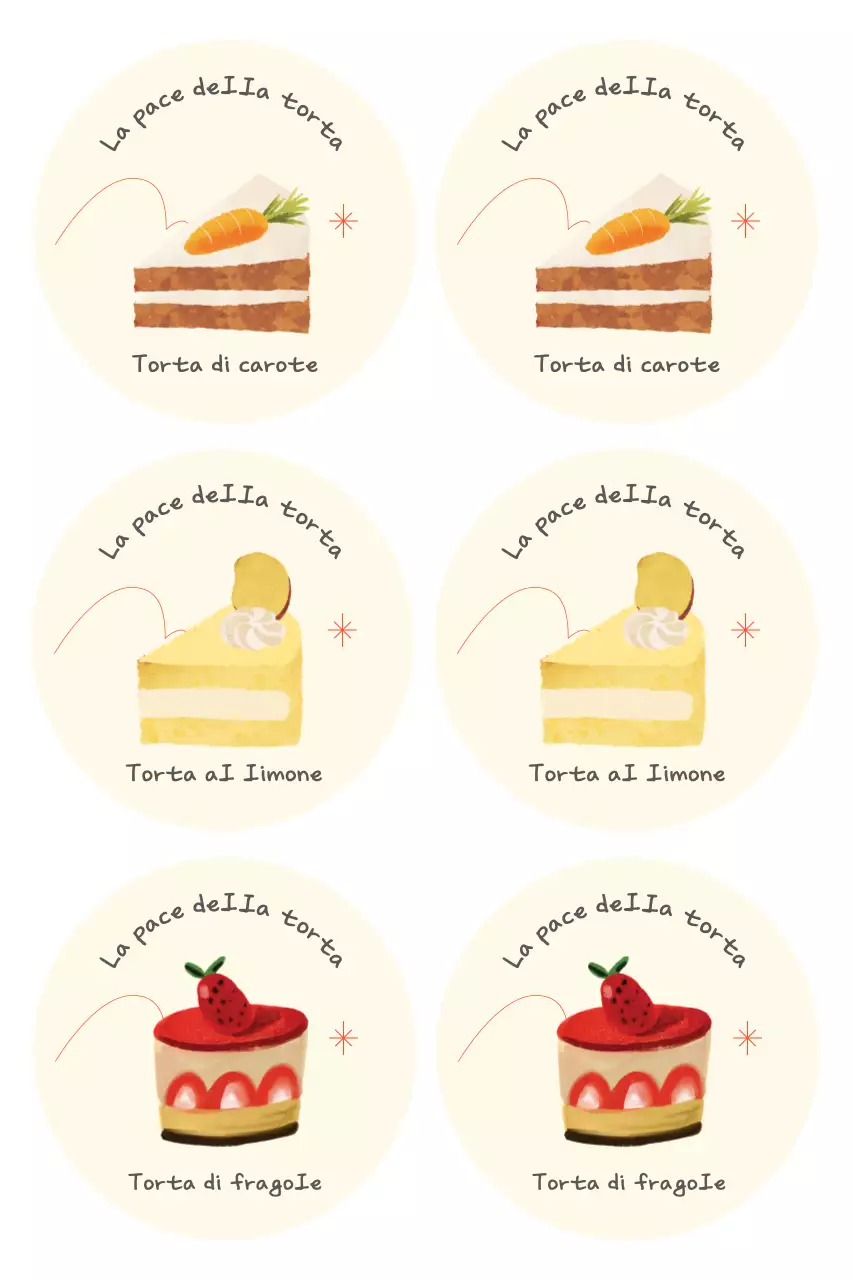 Adesivo per dessert carino color avorio