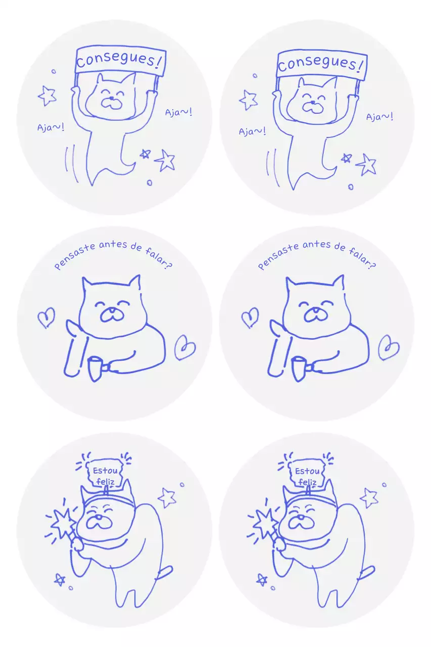 Adesivos fofos de desenho animado azul