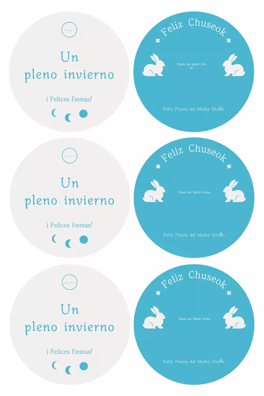 Postal sencilla de Chuseok en color azul cielo