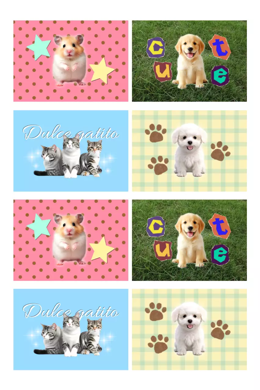 Pegatinas rosas de lindas mascotas