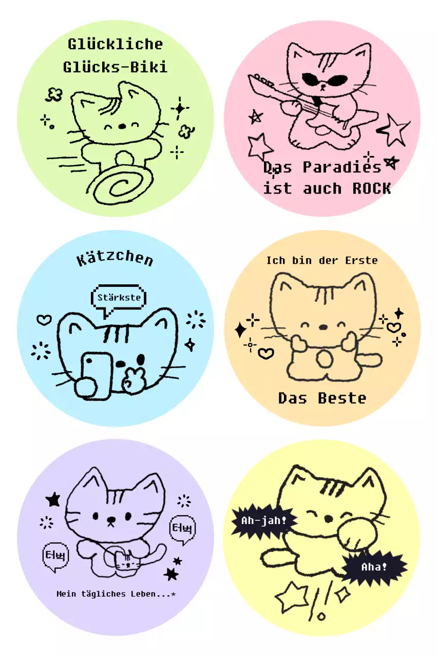 Grüner süßer Katzenaufkleber