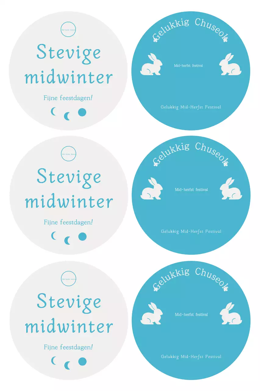 Hemelsblauwe eenvoudige Chuseok-ansichtkaart