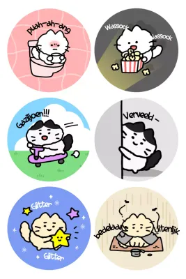 Blauwe schattige cartoonstickers