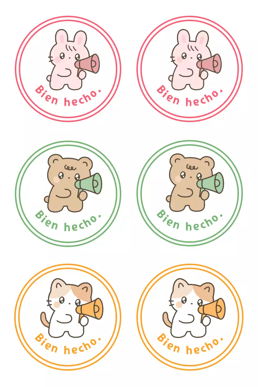 Pegatinas rosas de animales lindos