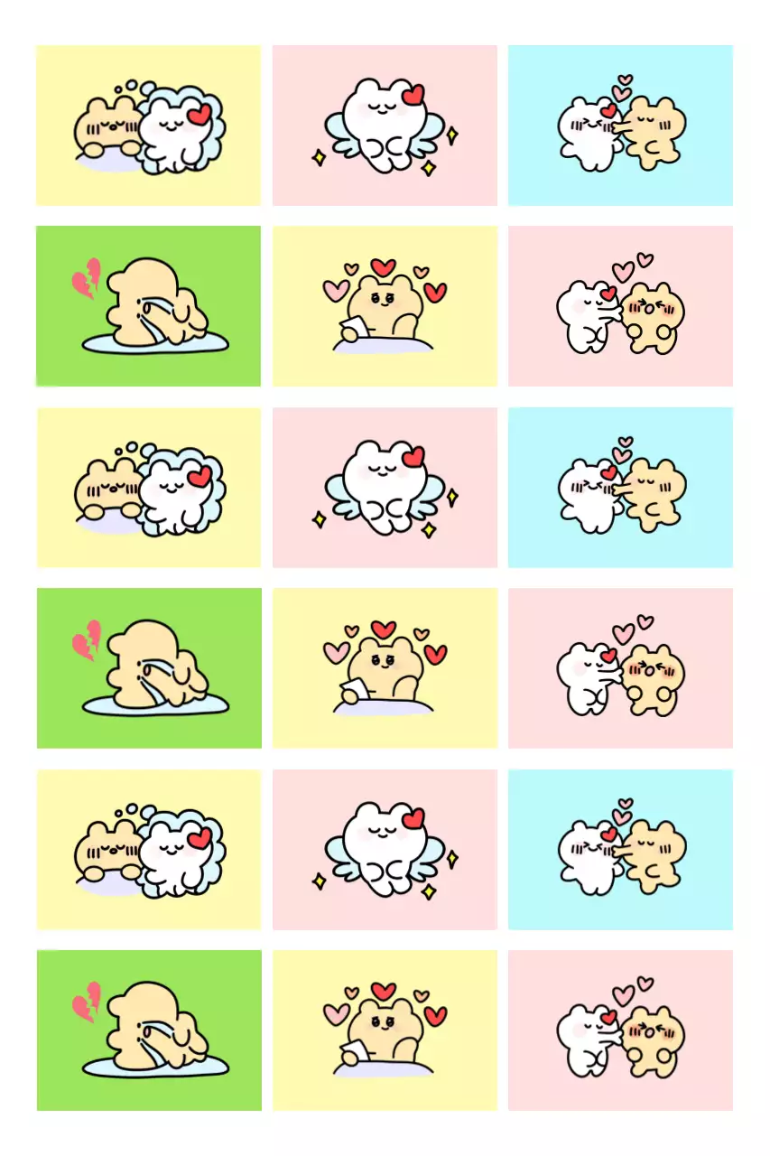 Autocollants de personnages mignons verts