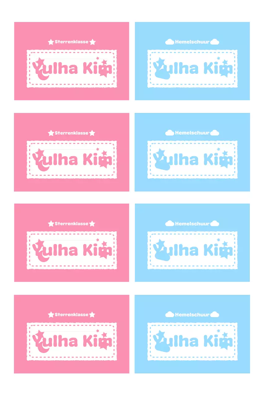 Roze schattige naamlabels