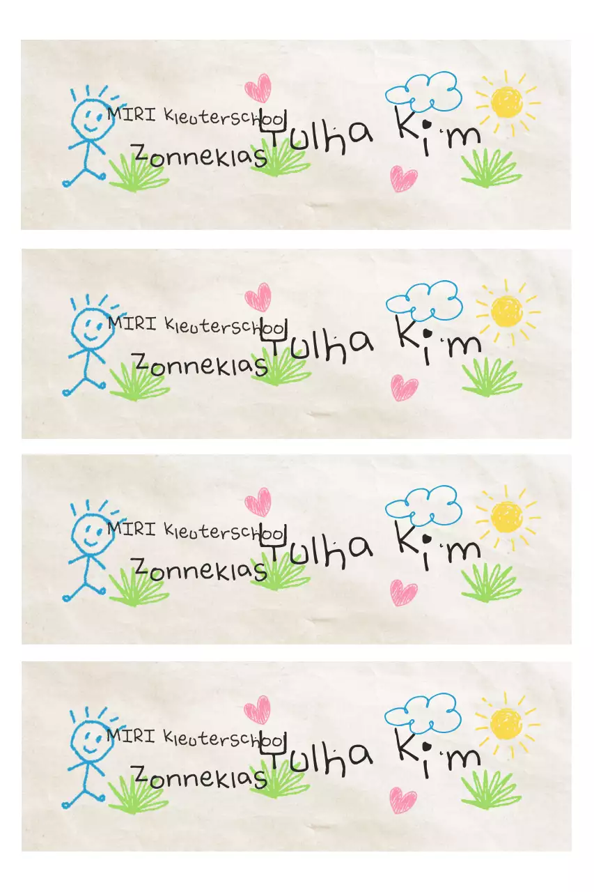 Beige schattige kleuterschoolbenodigdheden