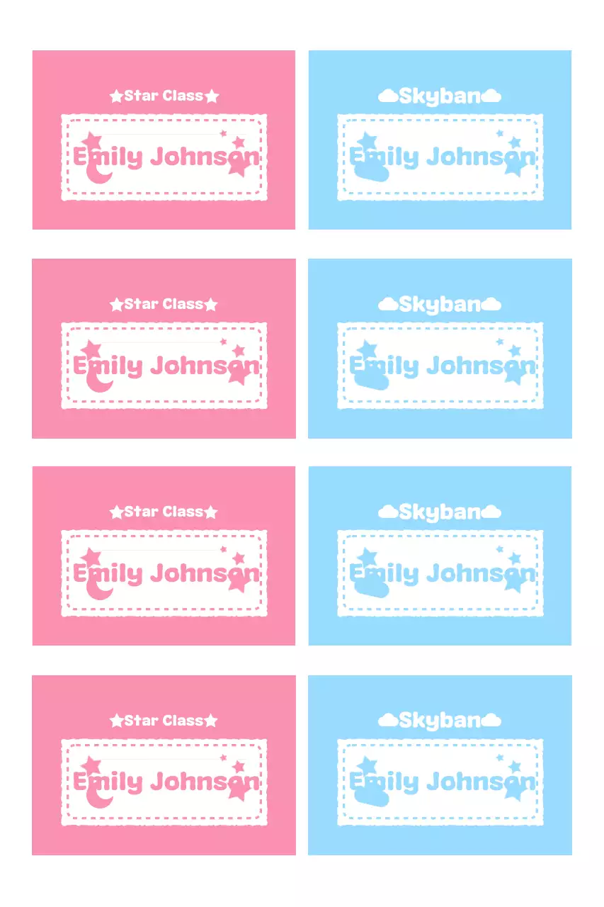 Hàng thẻ tên màu hồng dễ thương