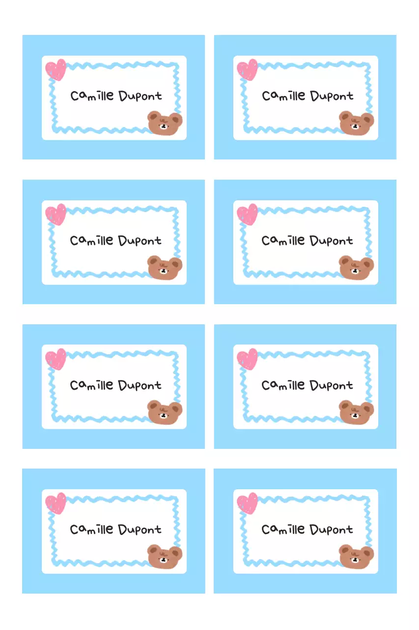 Autocollants de papeterie mignons bleu ciel