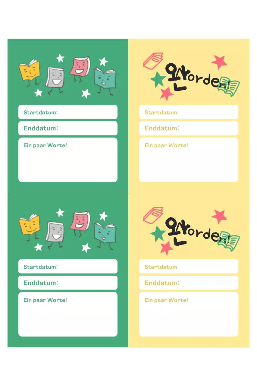 Grüner süßer Notizblock zum Lesen