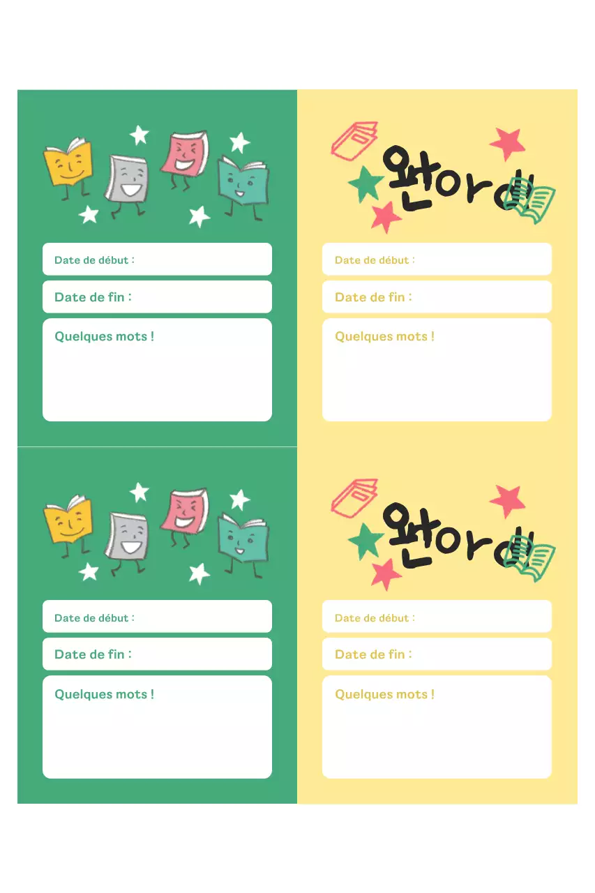 Bloc-notes de lecture vert mignon