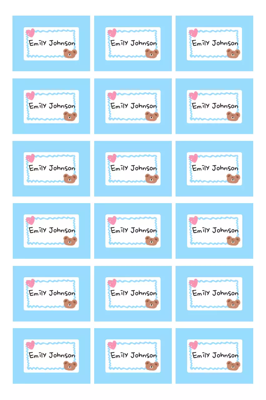 Hình dán nhân vật dễ thương màu xanh da trời