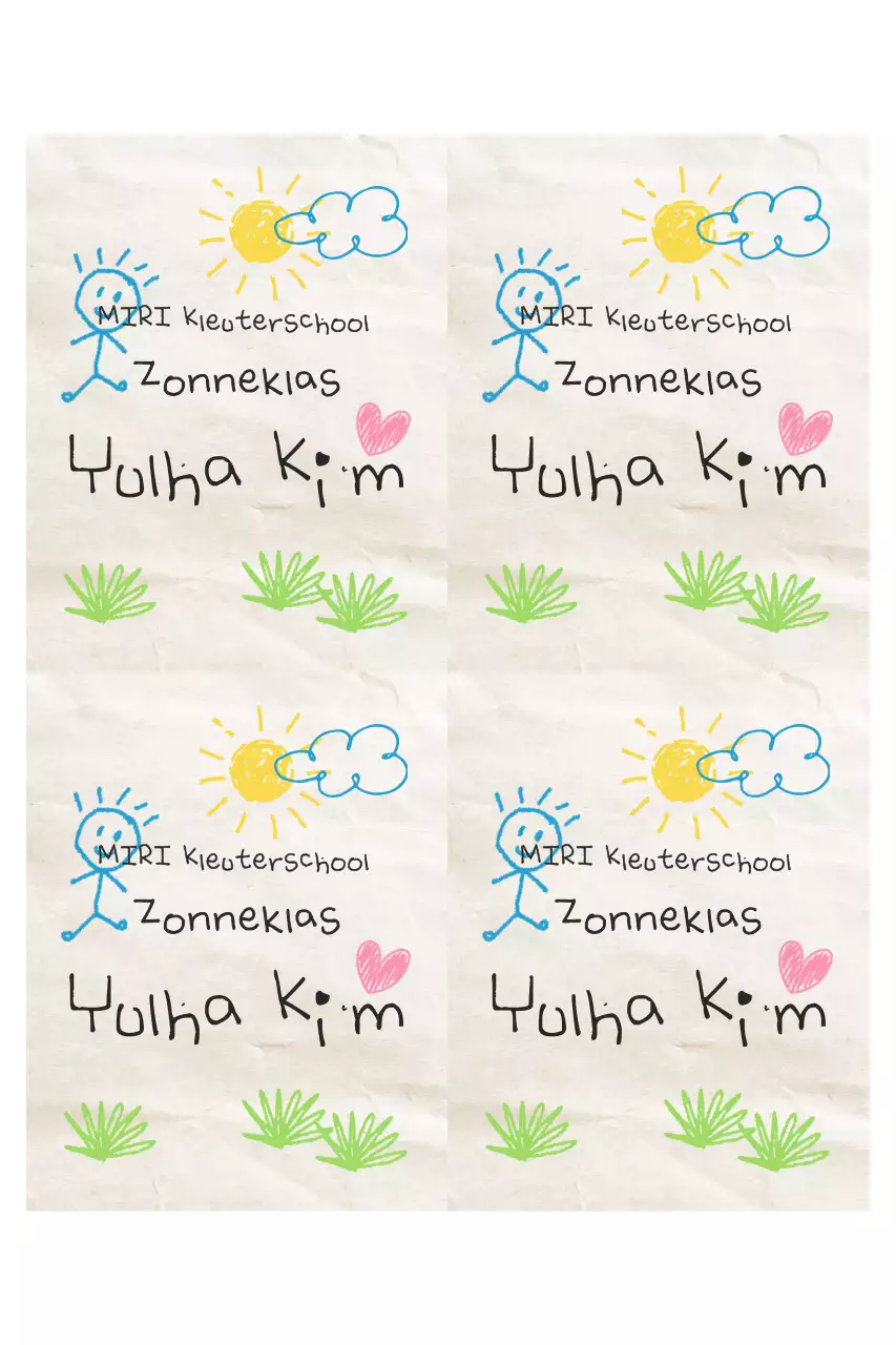 Beige schattige kleuterschoolbenodigdheden