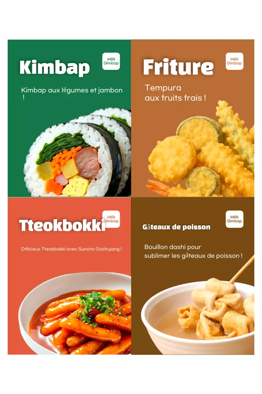 Publicité pour des aliments coréens verts et propres