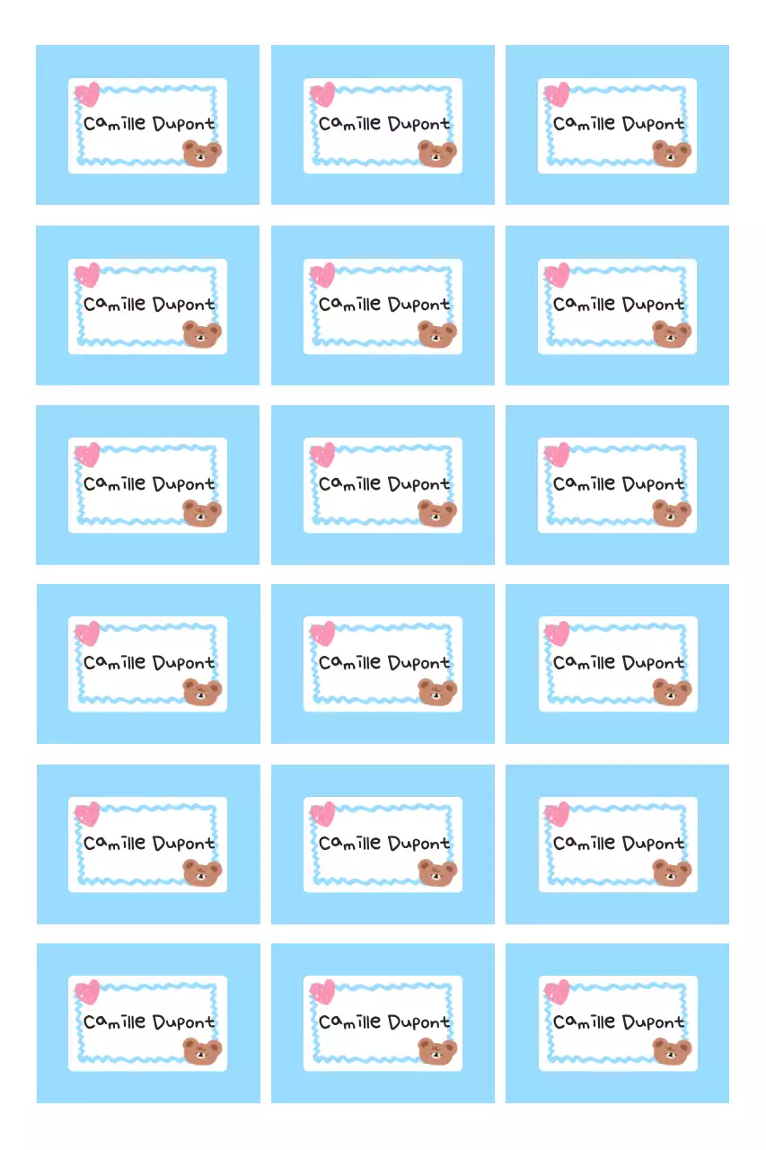 Autocollants de personnages mignons bleu ciel