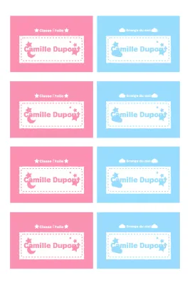 Étiquettes nominatives roses mignonnes
