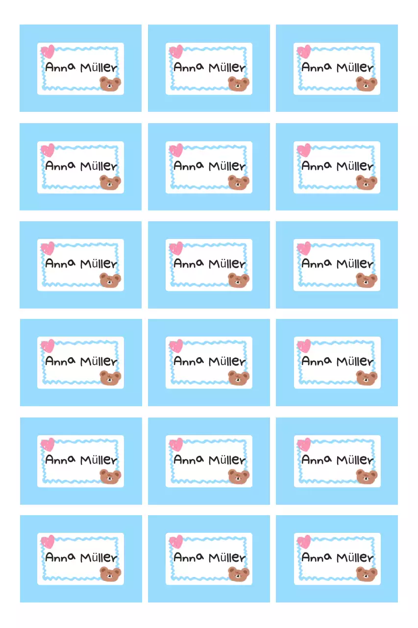 Himmelblaue süße Charakteraufkleber