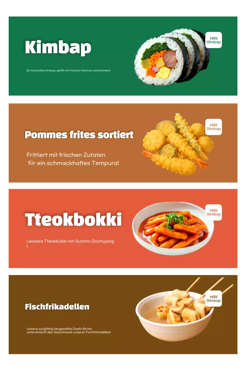 Orange Einfaches koreanisches Menü