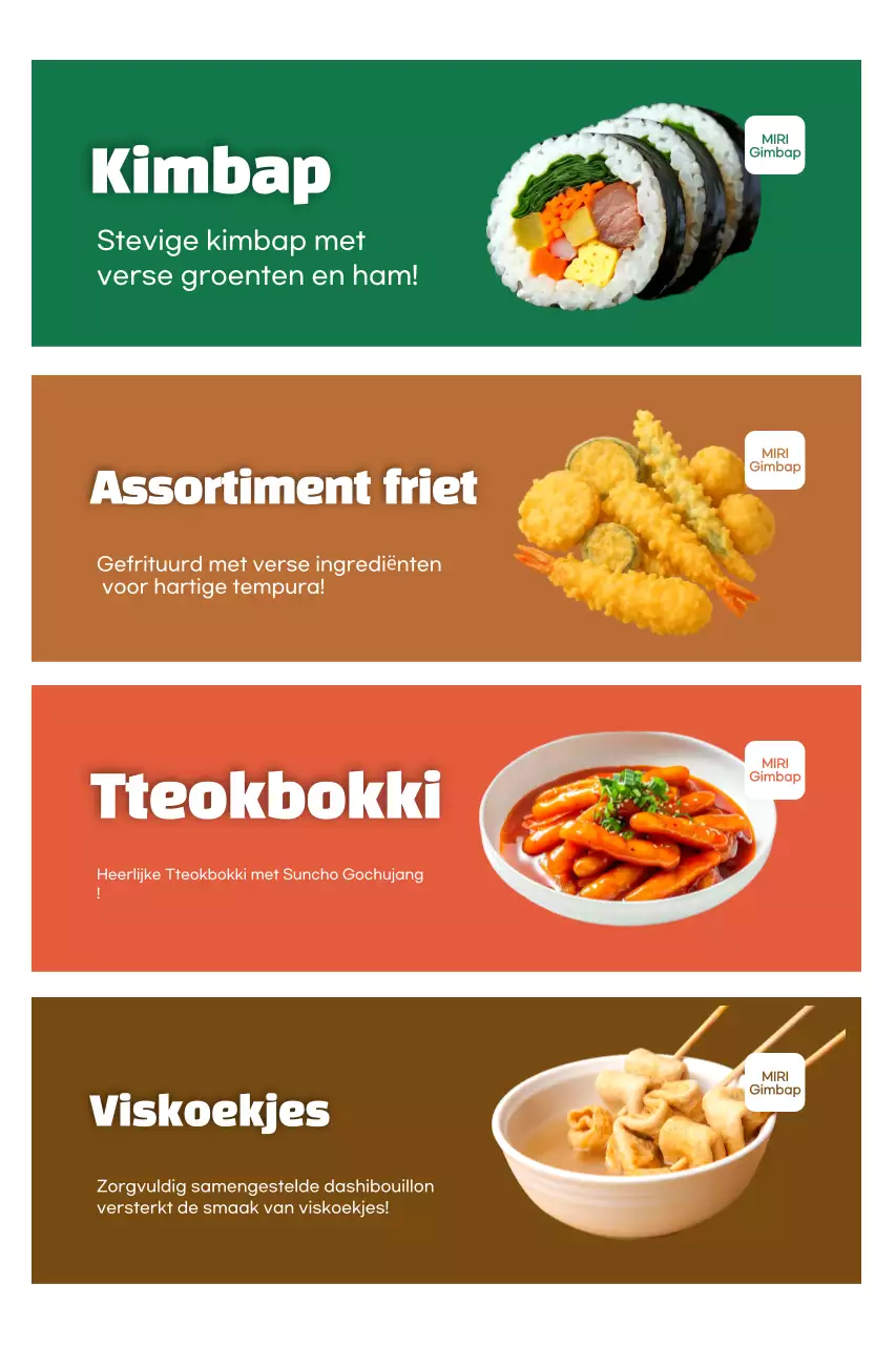 Oranje Eenvoudig Koreaans Menu