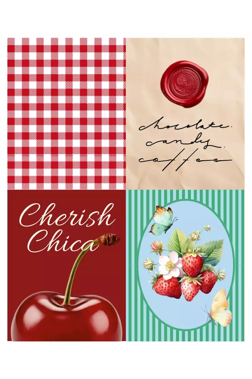 Postal vintage de fruta roja